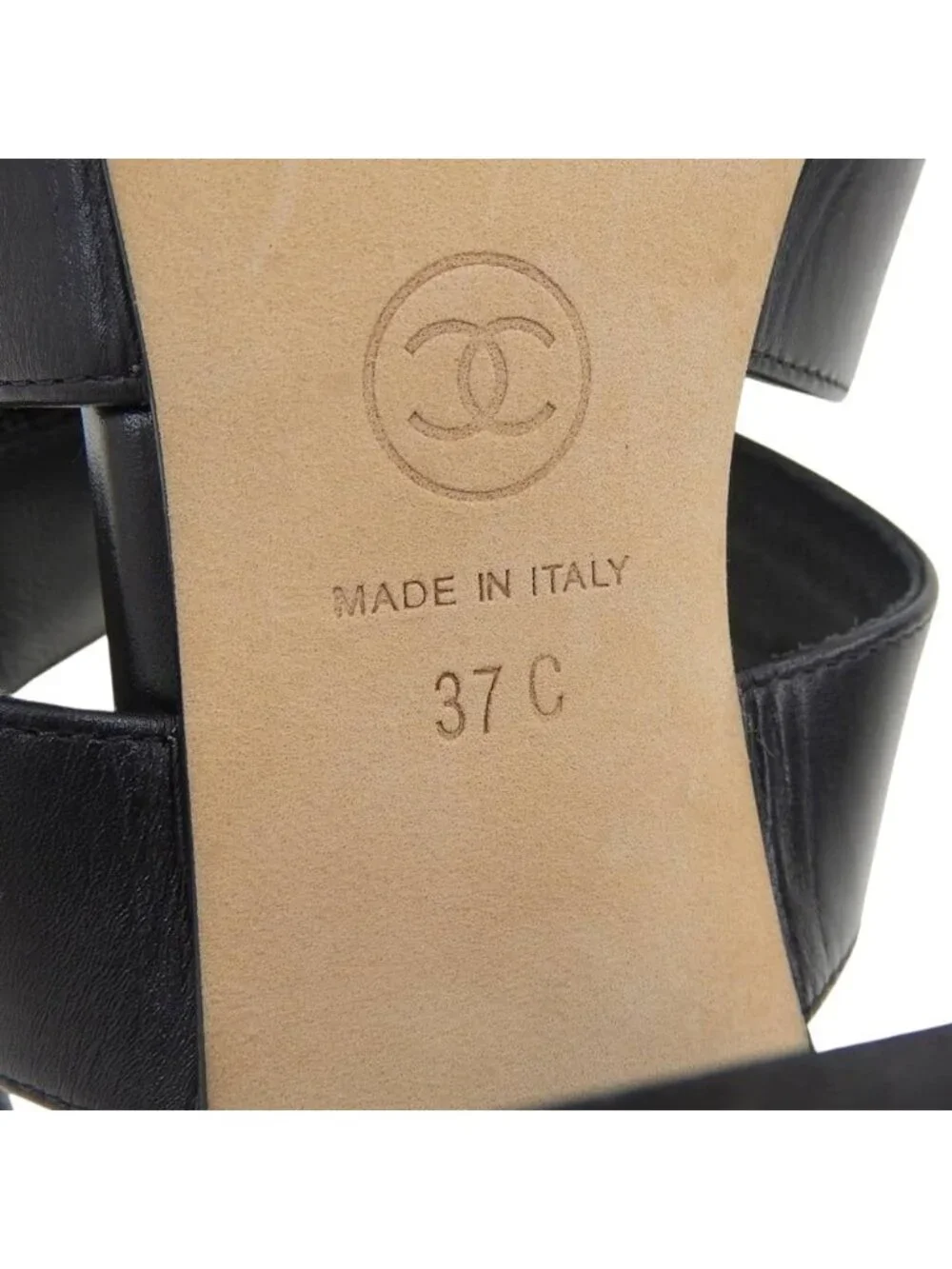 Chanel CC Logo Turnlock Back Strap Sandals Black